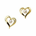 14K Yellow Gold 3 Mm Ladies' Cultured Pearl Heart Earrings